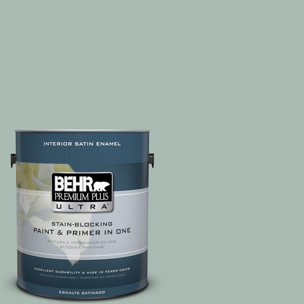 BEHR Premium Plus Ultra 1 Gal BXC 85 Quiet Teal Satin Enamel Interior   Quiet Teal Behr Premium Plus Ultra Paint Colors 775001 64 1000 