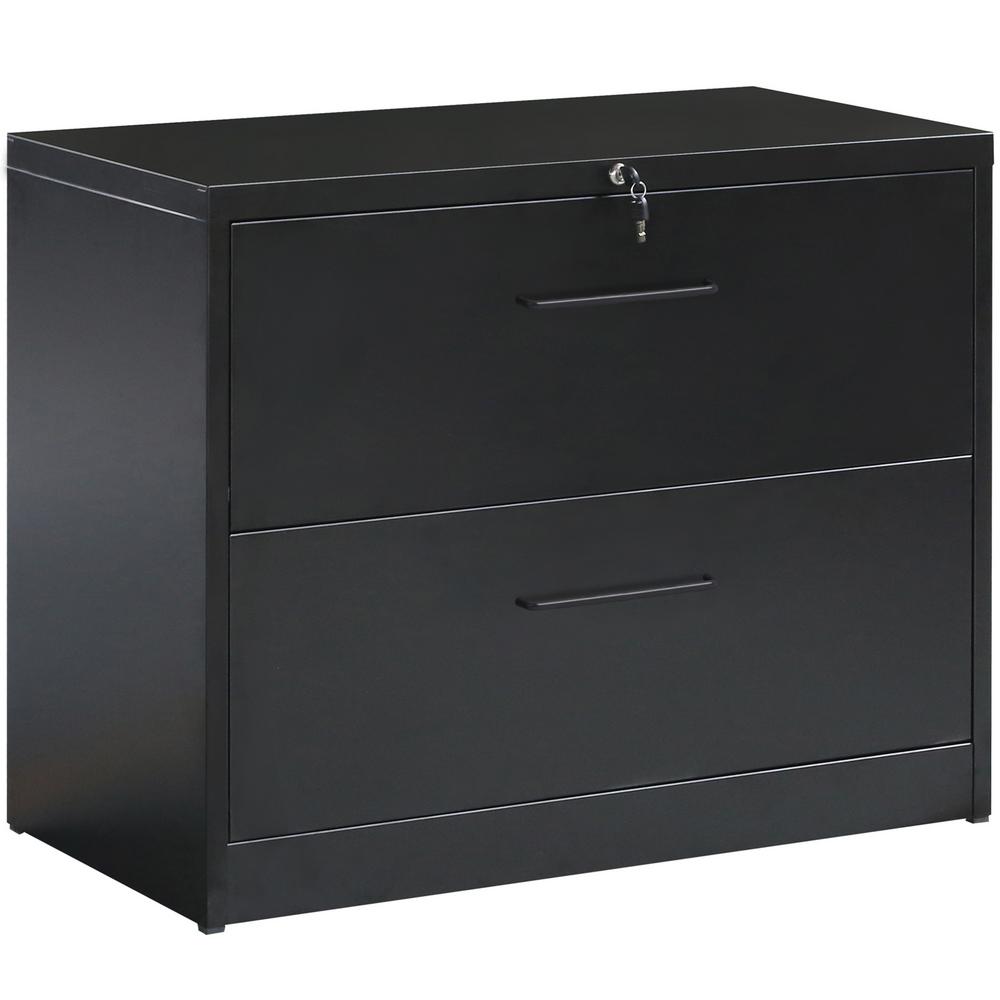 Merax Black Lockable Heavy Duty Lateral File Cabinet With 2