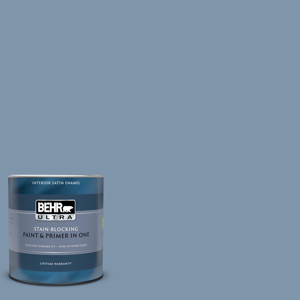 BEHR ULTRA "1 qt. 560F5 Bleached Denim Satin Enamel Interior Paint