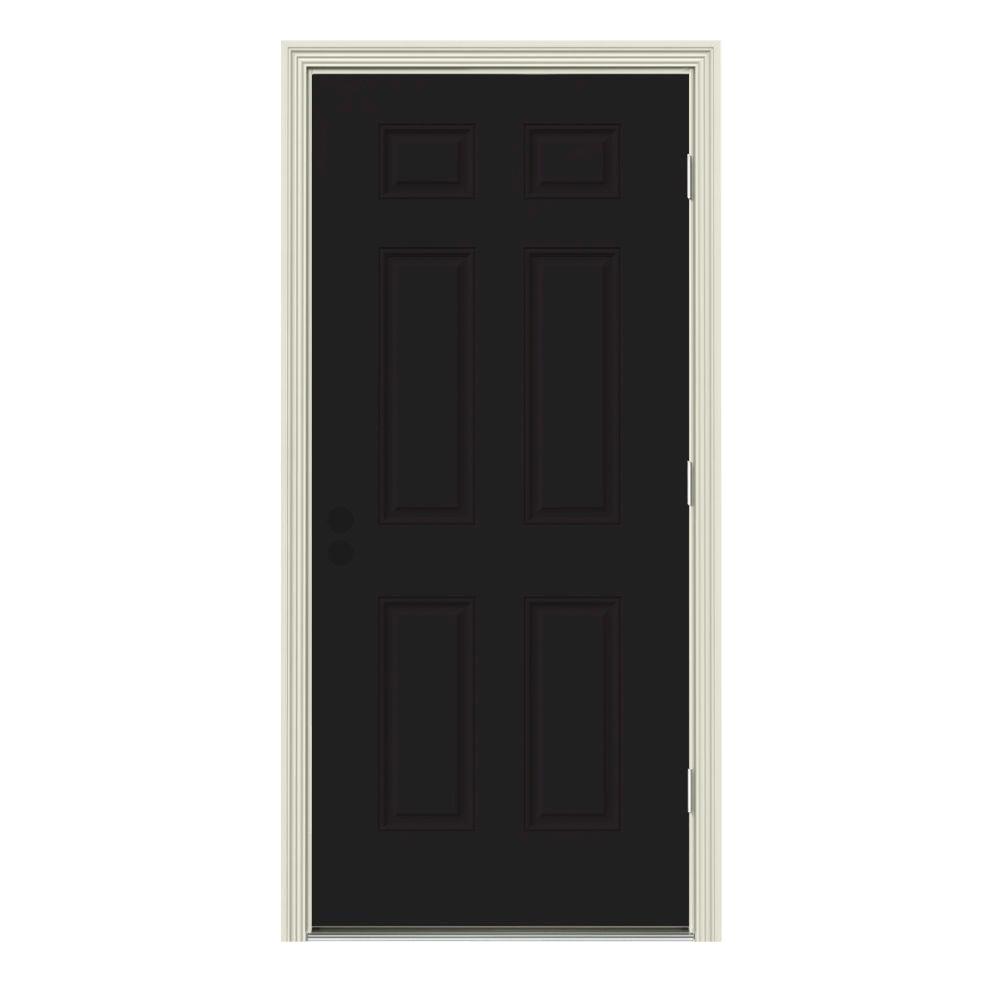 Jeld Wen 30 In X 80 In 6 Panel Black Painted W White Interior