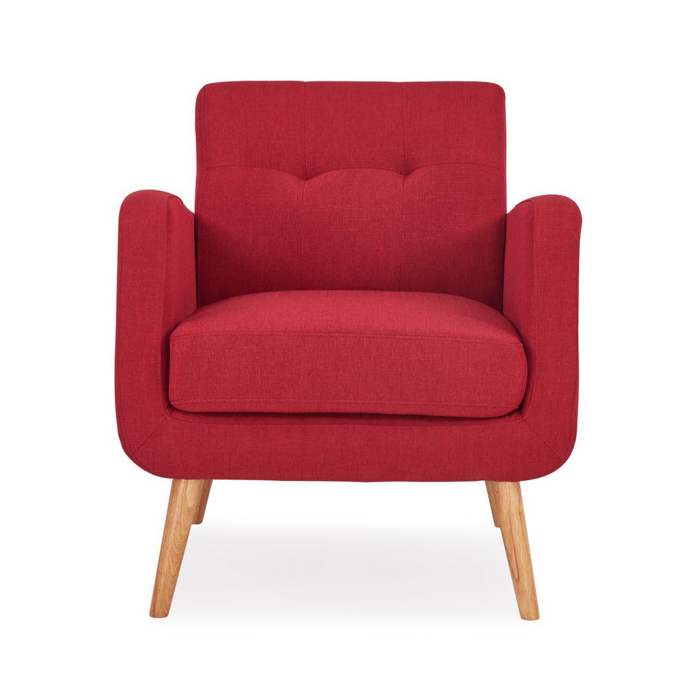 Solid Red Mid Century Modern Accent Chairs The Home Kingston Cherry Red Textured Linen Mid Century Modern Arm Chair