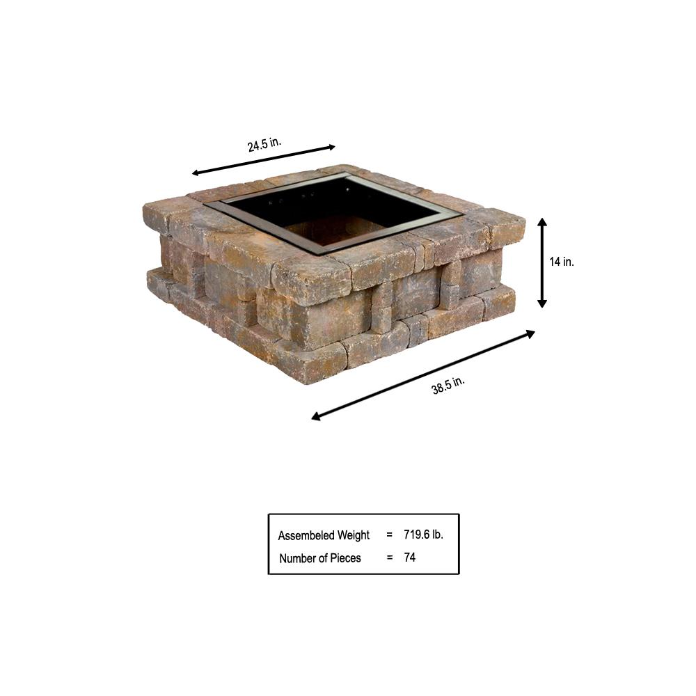 Pavestone Rumblestone 38 5 In X 14 In Square Concrete Fire Pit