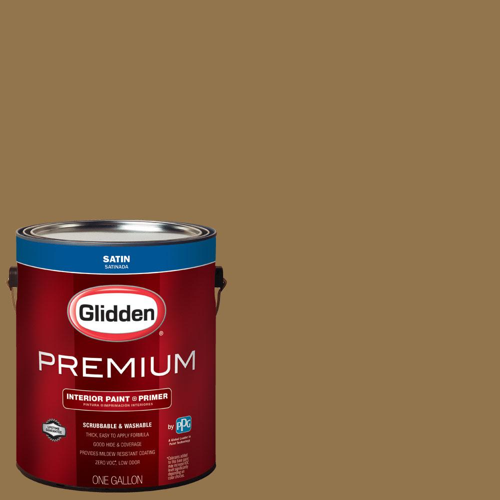 Glidden Premium 1 Gal Nhl 001k Anaheim Ducks Dark Gold Satin Interior Paint With Primer