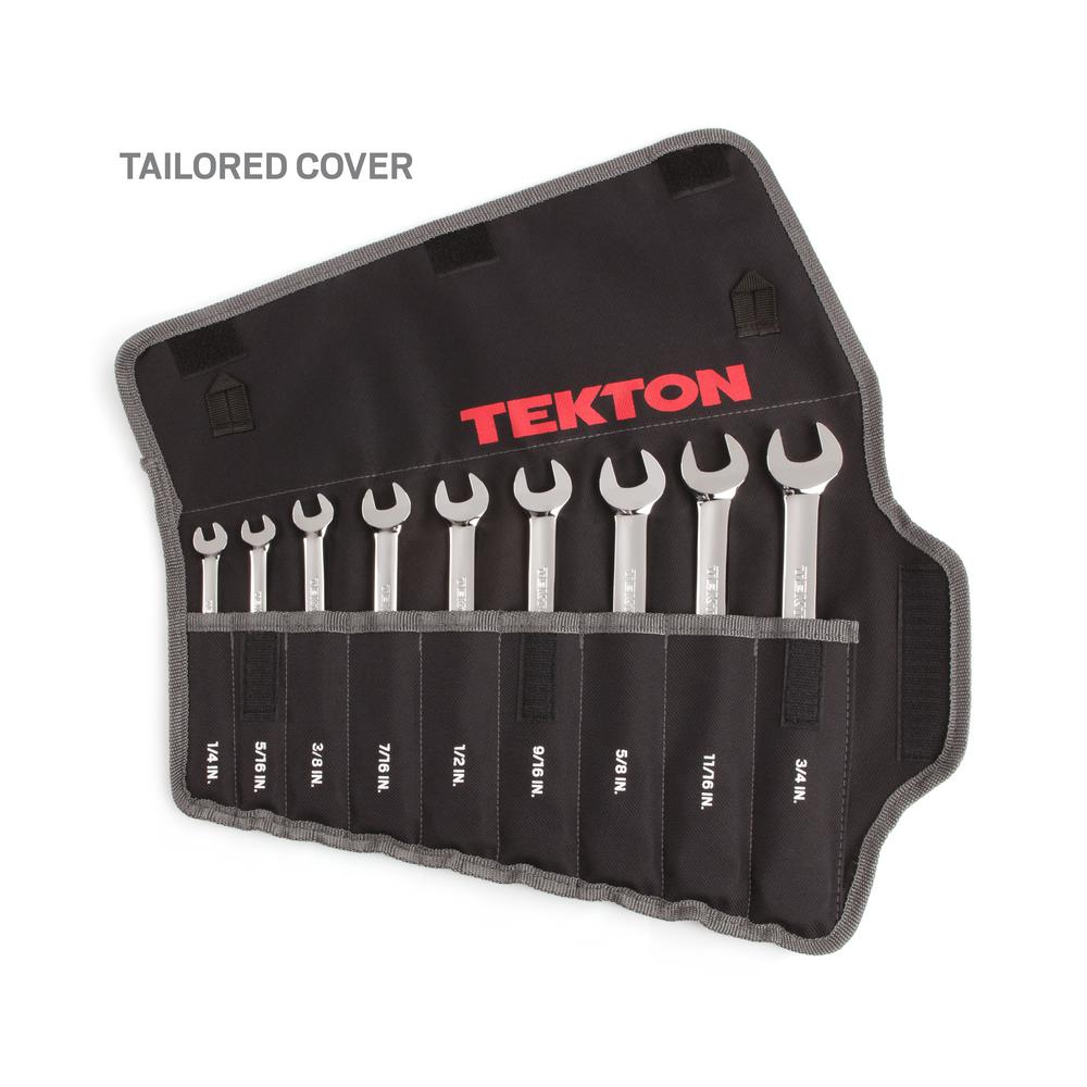 9Piece TEKTON Reversible Ratcheting Combination Wrench Set 1/43/4 in