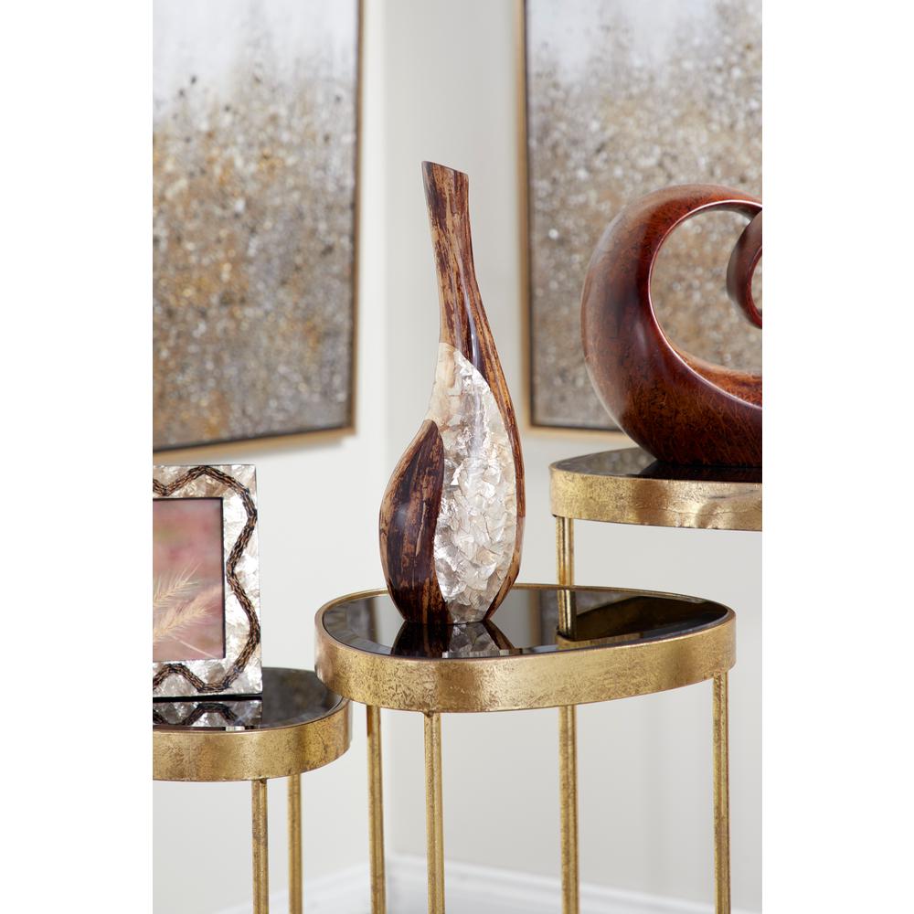 Litton Lane 13.5 in. Gold Capiz Shell and Natural Banana Wood