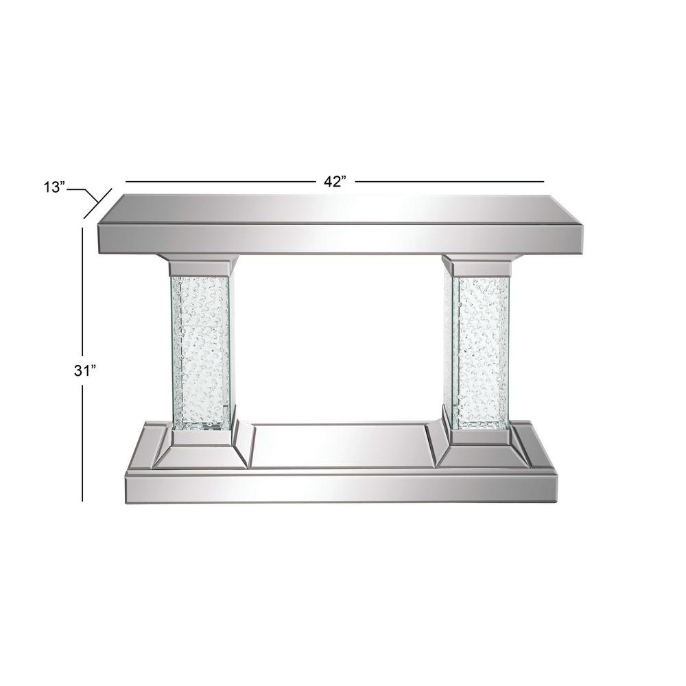 Litton Lane Silver Glass Mirror Console Table With Crystal Bubble Pedestals 87217 The Home Depot - Console Tables Mirrored Glass Litton Lane Silver Glass Mirror Console Table With Crystal Bubble Pedestals 87217 The Home Depot - Console Tables Mirrored Glass