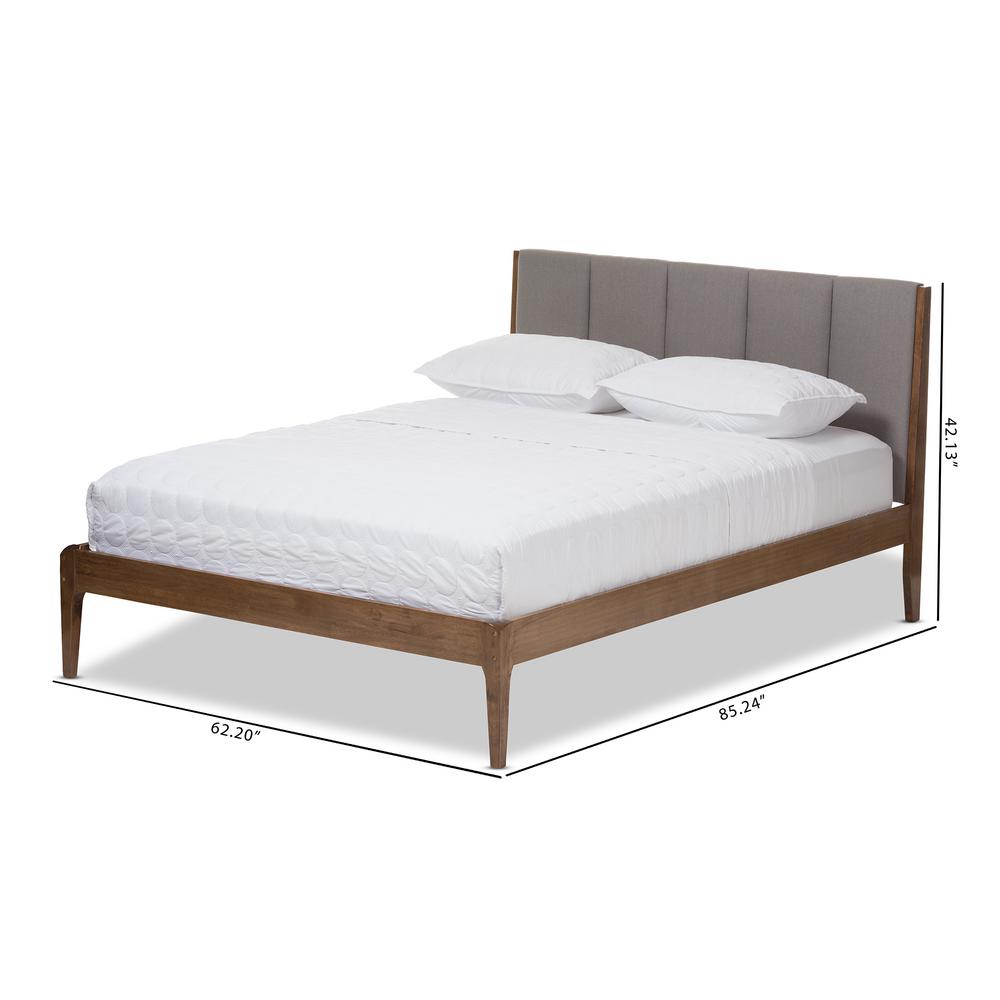 Ember Mid Century Gray Fabric Upholstered King Size Bed