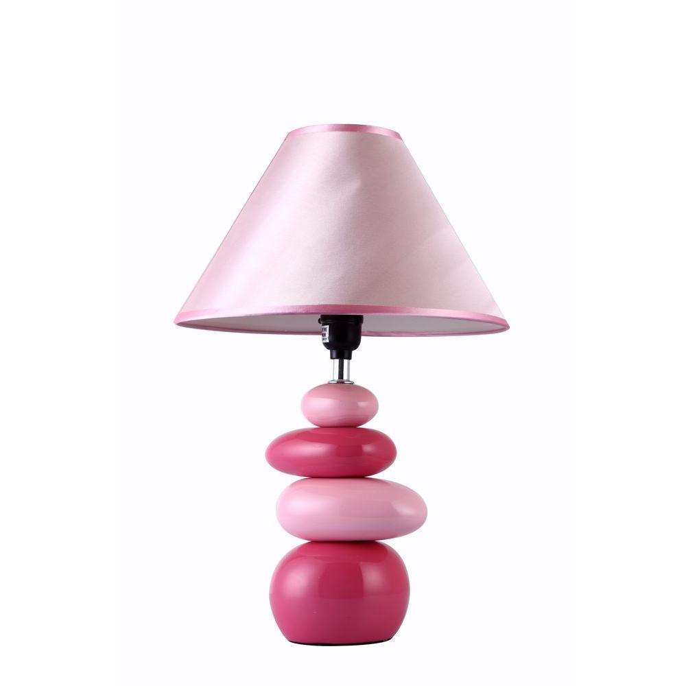 Simple Designs 17.6 in. Shades of Pink Ceramic Stone Table Lamp-LT3051