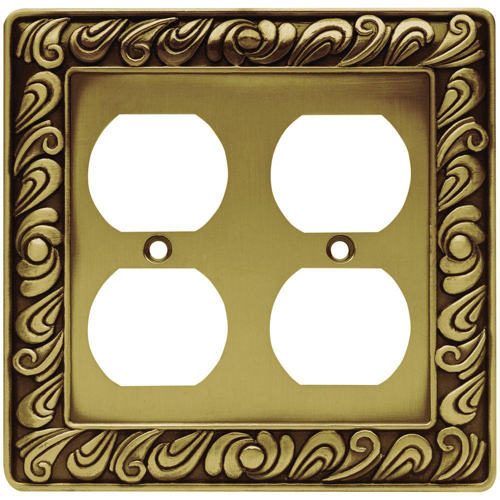 Hampton Bay Beaded Decorative Single Duplex Outlet Cover, Tumbled