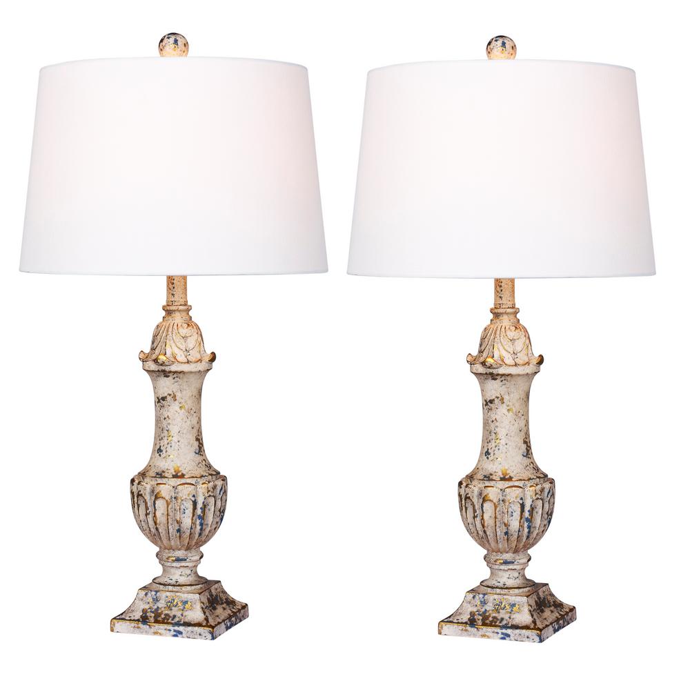 Fangio Lighting 26.5 in. Pair of Distressed Resin Table Lamps in a