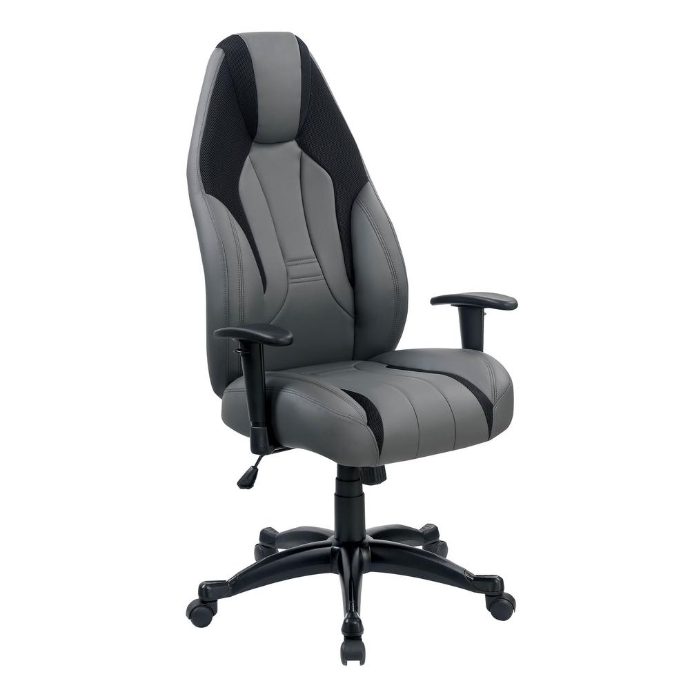 Balta Contemporary Office Chair With Casters And Adjustable Armrests Black Light Gray