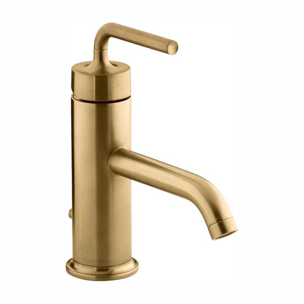 Kohler Purist 1 Hole Single Handle Low Arc Bathroom Vesesl Sink Faucet In Vibrant Moderne Brushed Gold