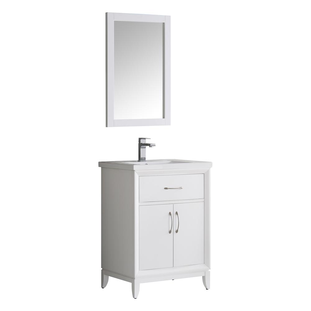 Fresca Cambridge 24 In. Vanity In White With Porcelain Vanity Top In 