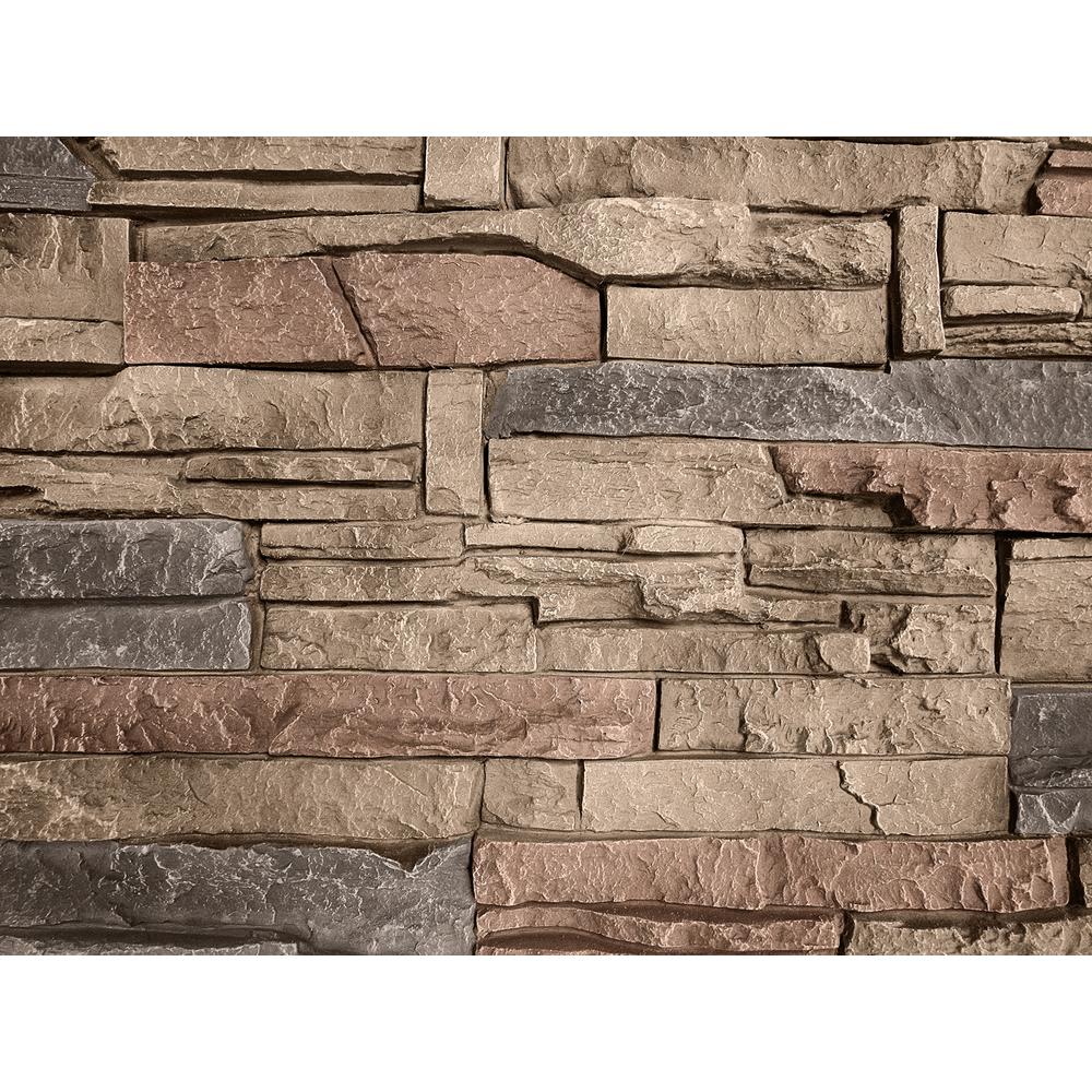 Genstone Stacked Stone Desert Sunrise 12 In X 42 Faux Siding Panel G2ssdshp The Home Depot - Faux Stone Wall Home Depot