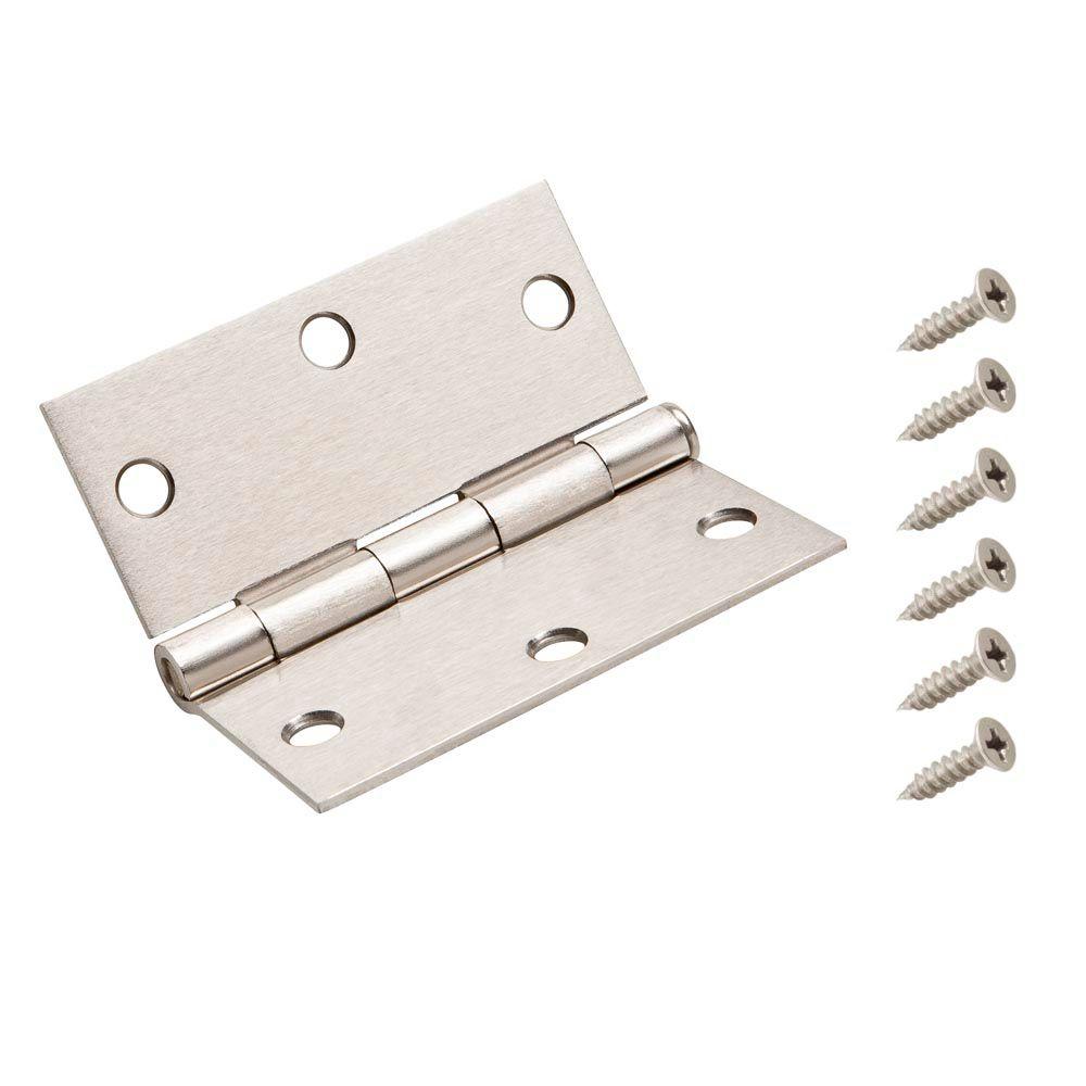 Everbilt 3 1 2 In Satin Nickel Square Corner Door Hinge