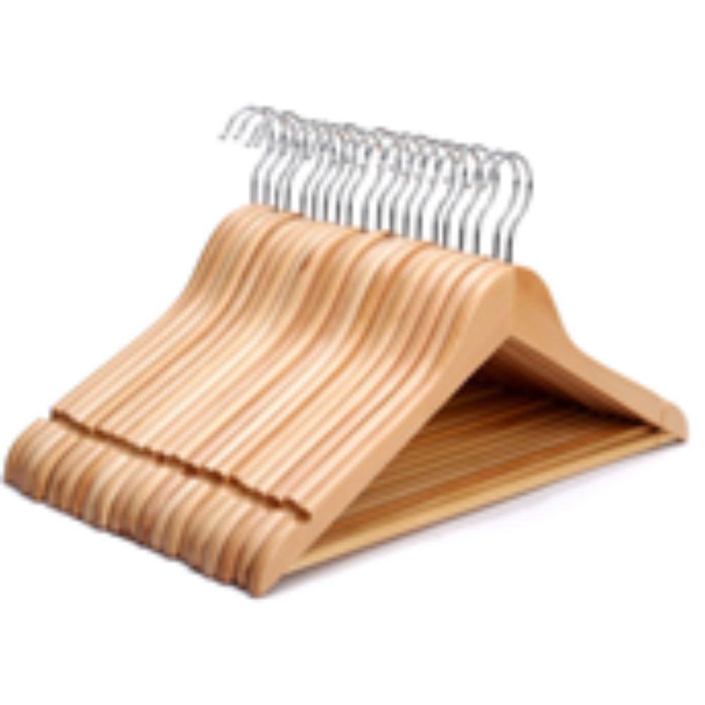 StorageWorks Natural Solid Hardwood Premium Hangers with Nonslip Pants