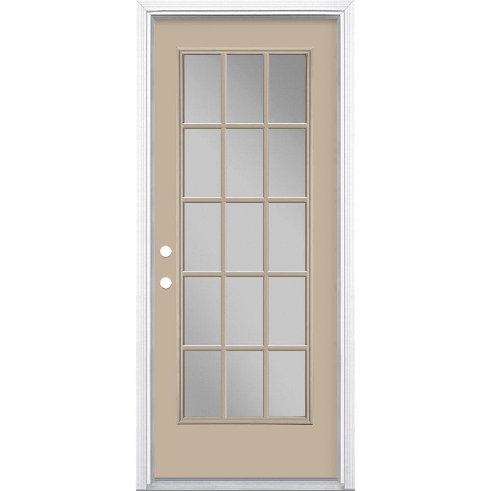 Masonite 32 In X 80 In Canyon View 15 Lite Right Hand Clear Glass Painted Steel Prehung Front Door Brickmold Vinyl Frame