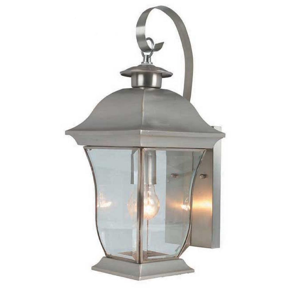 Bel Air Lighting Outdoor Lanterns Brushed Nickel Wall Wall Flower 1 Light Brushed Nickel Outdoor Coach Lantern With Clear Glass