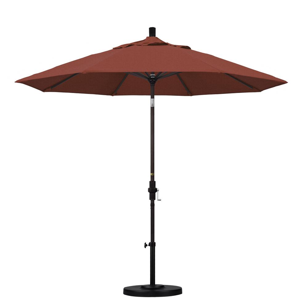 California Umbrella 9 Ft Aluminum Collar Tilt Patio Umbrella In Terracotta Olefin Gscu908117 F69 The Home Depot