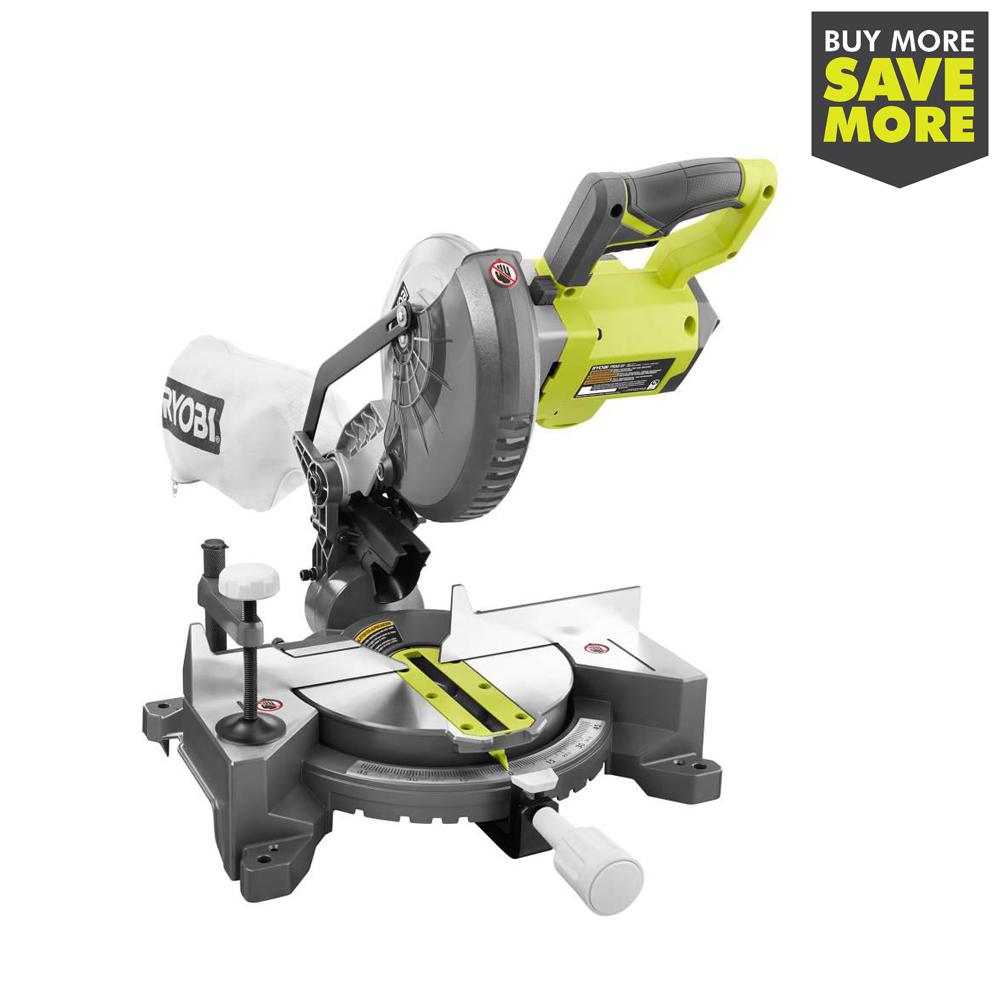 RYOBI 18-Volt ONE+ Cordless 7-1/4 in. Compound Miter Saw (Tool Only) with Blade and Blade Wrench