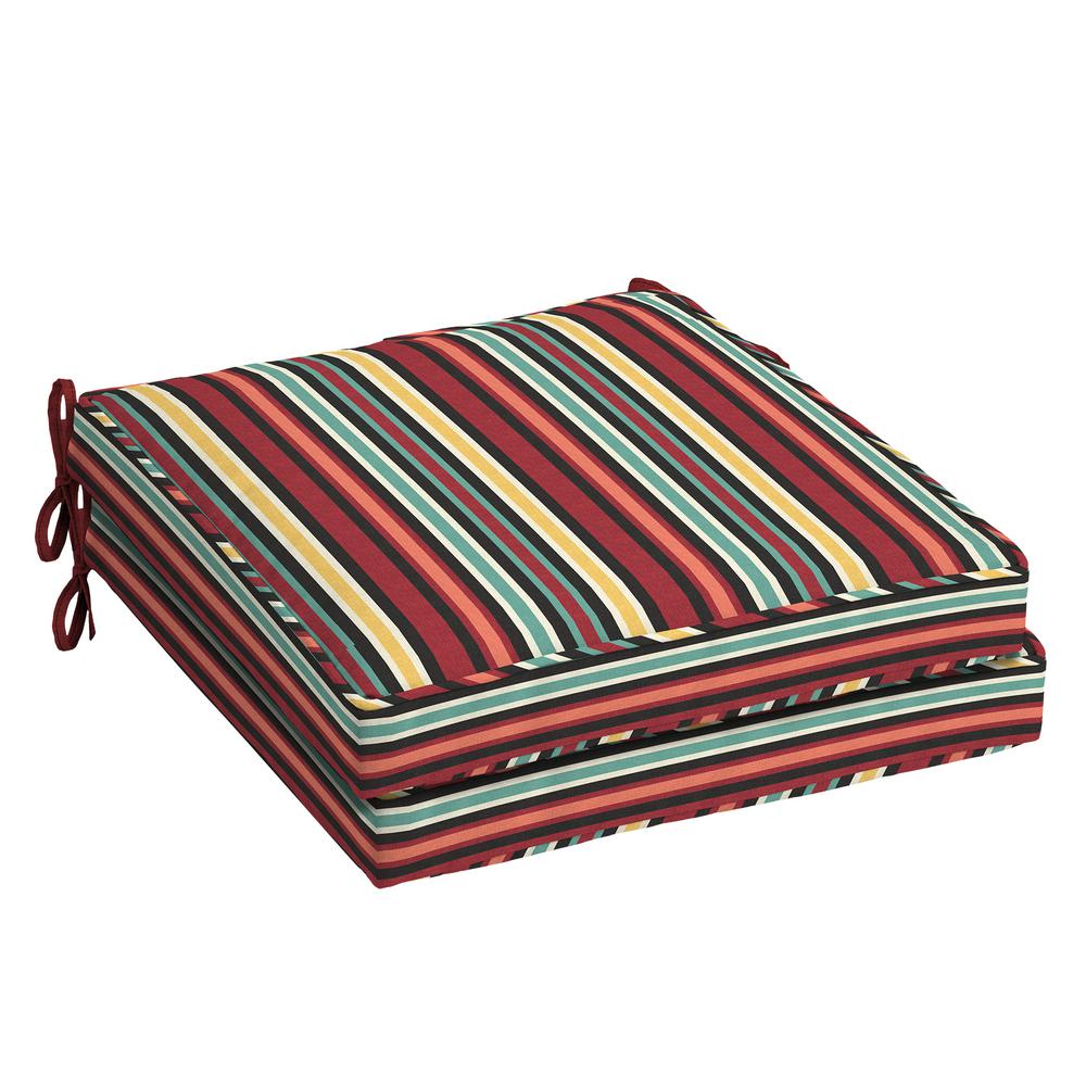 Square Outdoor Seat Cushions Chair The Home Depot 21 In X Ruby Abella Stripe Square Outdoor Seat Cushion