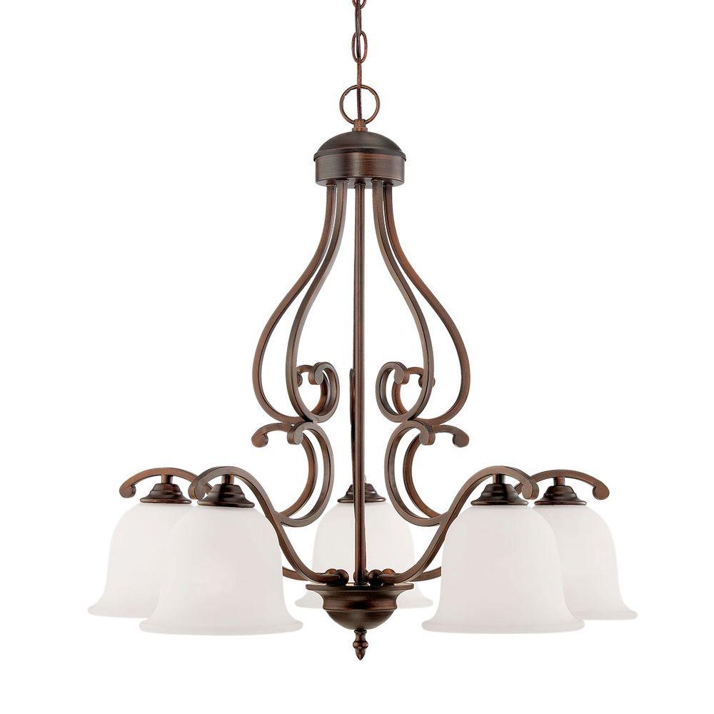 Millennium Lighting 5-Light Rubbed Bronze Chandelier with Etched White ...