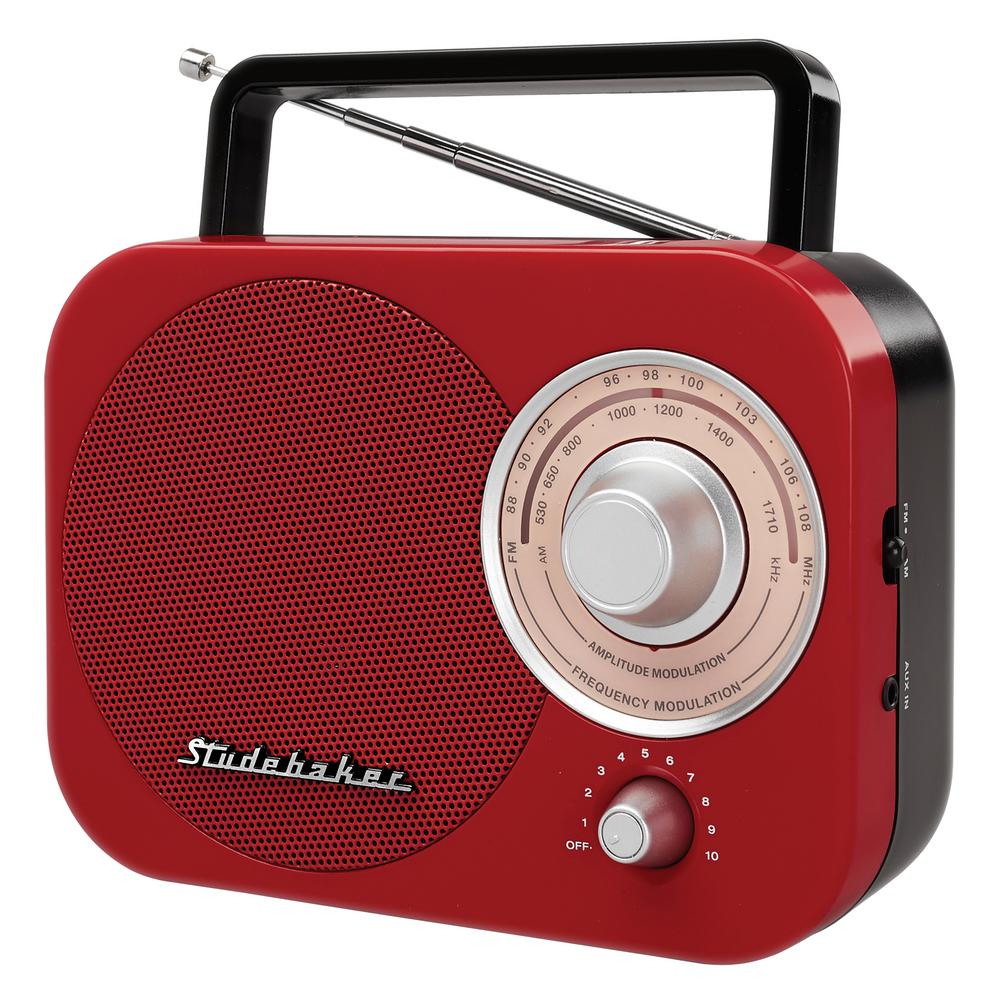 Studebaker Portable AM/FM Radio in RedSB2000RB The Home Depot