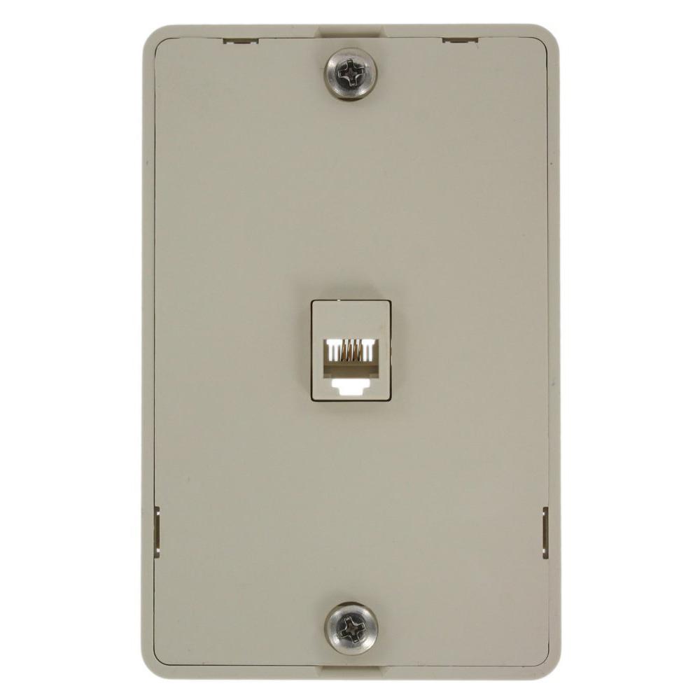 Leviton 6P4C Type 630A Wall Phone Jack, Light Almond40214T The Home