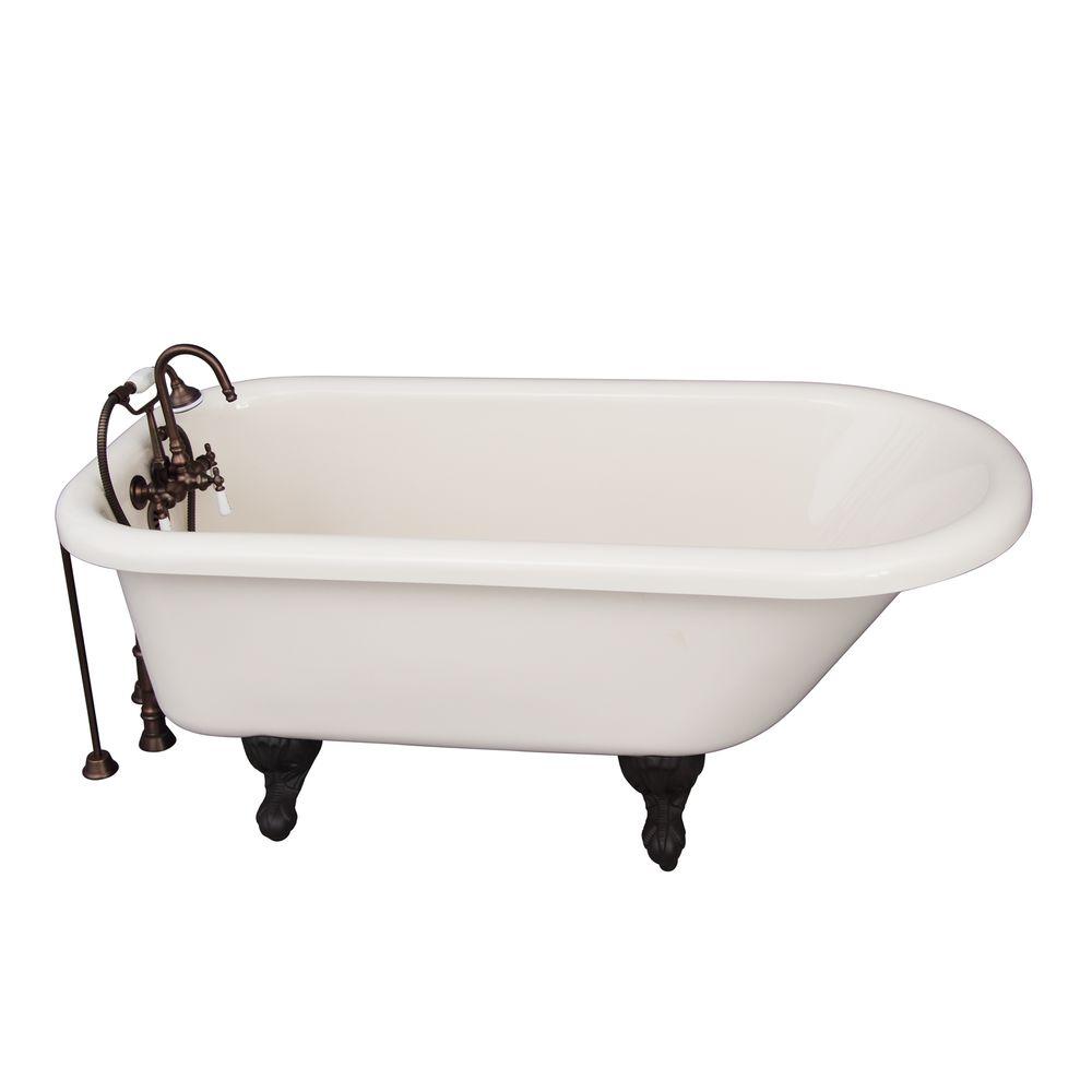 Barclay Products 5 ft. Acrylic Ball and Claw Feet Roll Top Tub in Bisque with Oil Rubbed Bronze