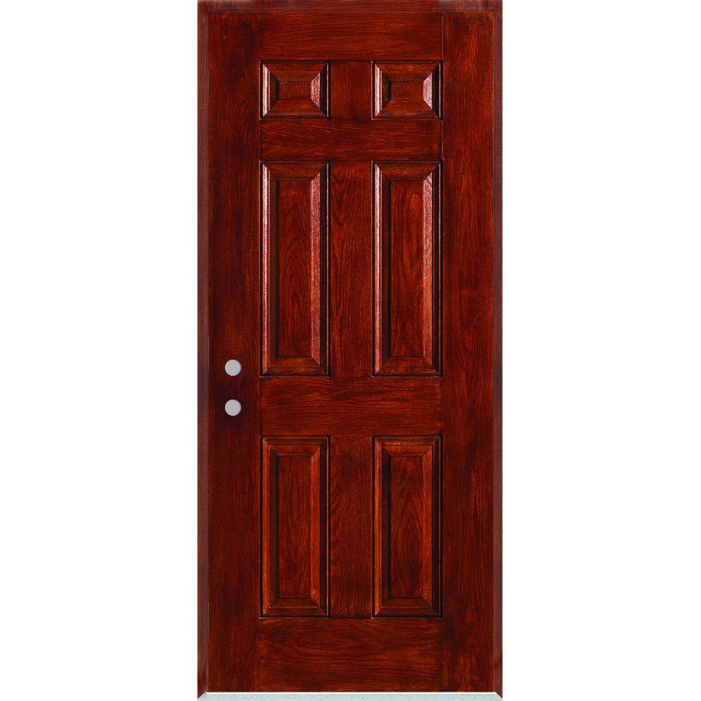 Stanley Doors 32 In X 80 In Right Hand Infinity 6 Panel Stained