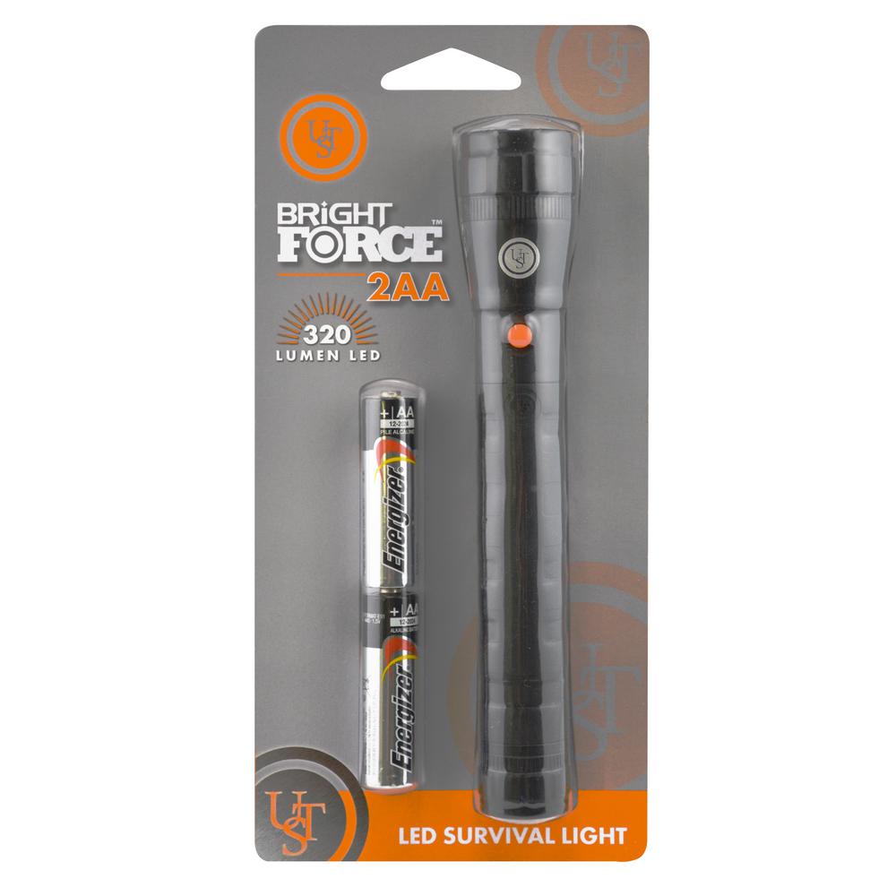 UST BrightForce LED 2AA Battery Powered Flashlight20SVL001501 The