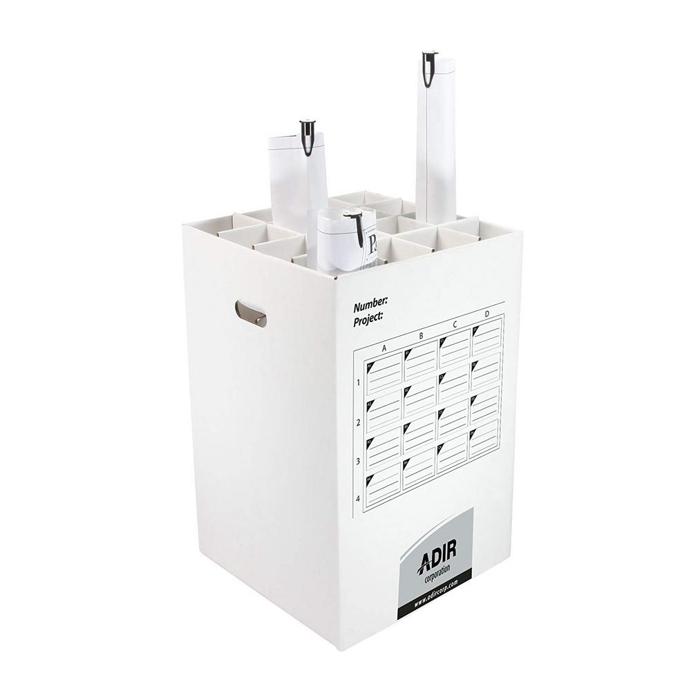 AdirOffice 25 in. Corrugated Cardboard 16 Roll File Upright Storage