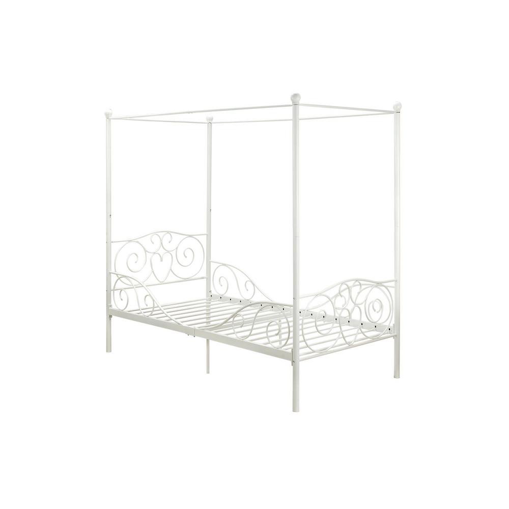 Dhp Capri White Twin Size Metal Bed Frame De77681 The Home Depot