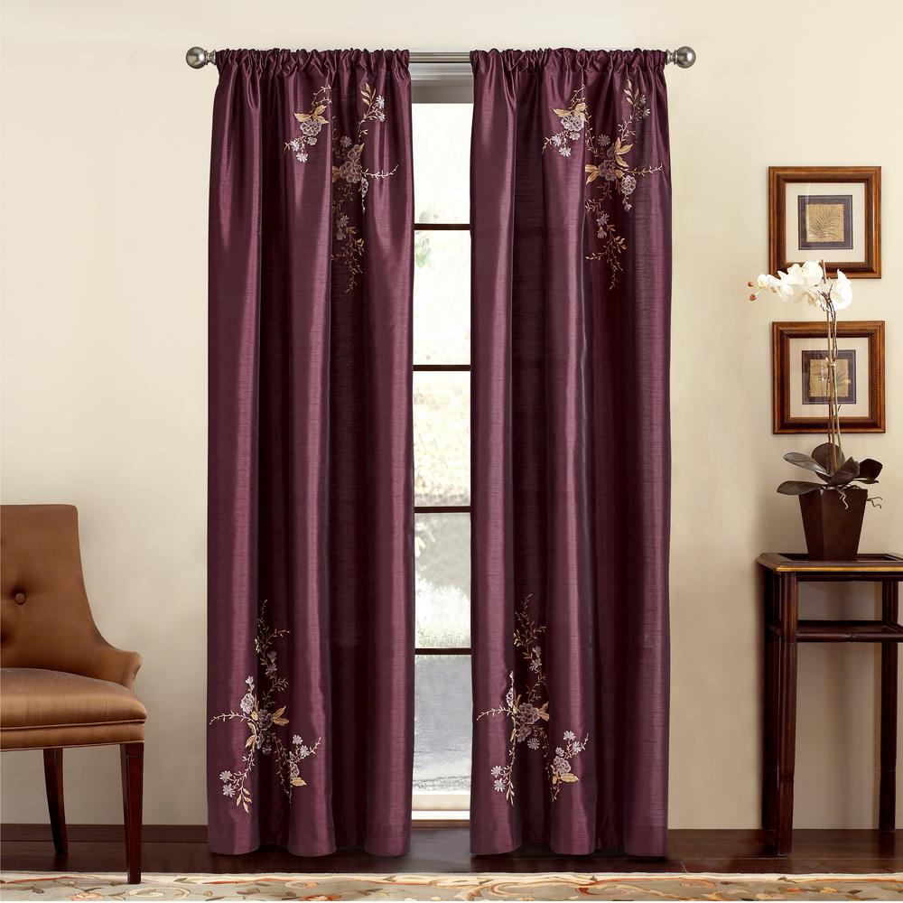 Curtainworks Semi Opaque Eggplant Asia Faux Silk Rod Pocket
