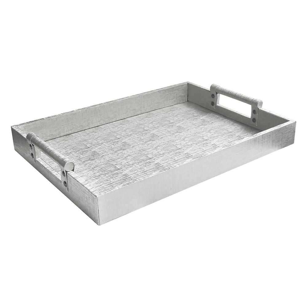 American Atelier 19 In X 2 In X 14 In Silver Faux Leather And