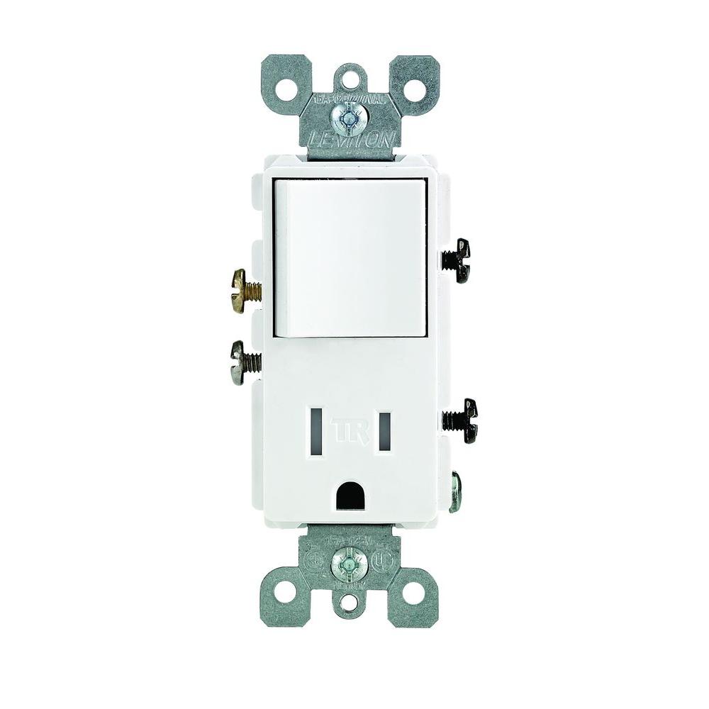 Leviton Decora 15 Amp Tamper Resistant Combo Switch and Outlet, White-R62-T5625-0WS - The Home Depot