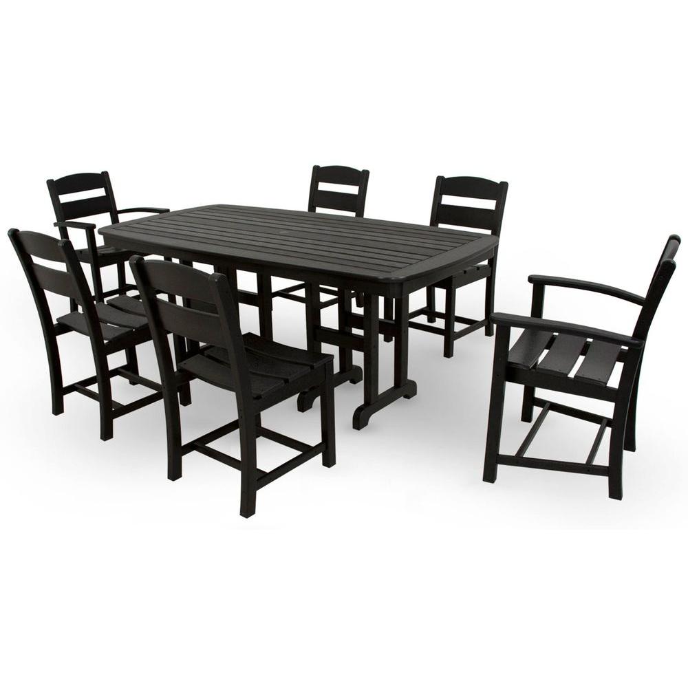 Ivy Terrace Patio Furniture Outdoors The Home Depot Clics Black 7 Piece Plastic Outdoor Patio Dining Set