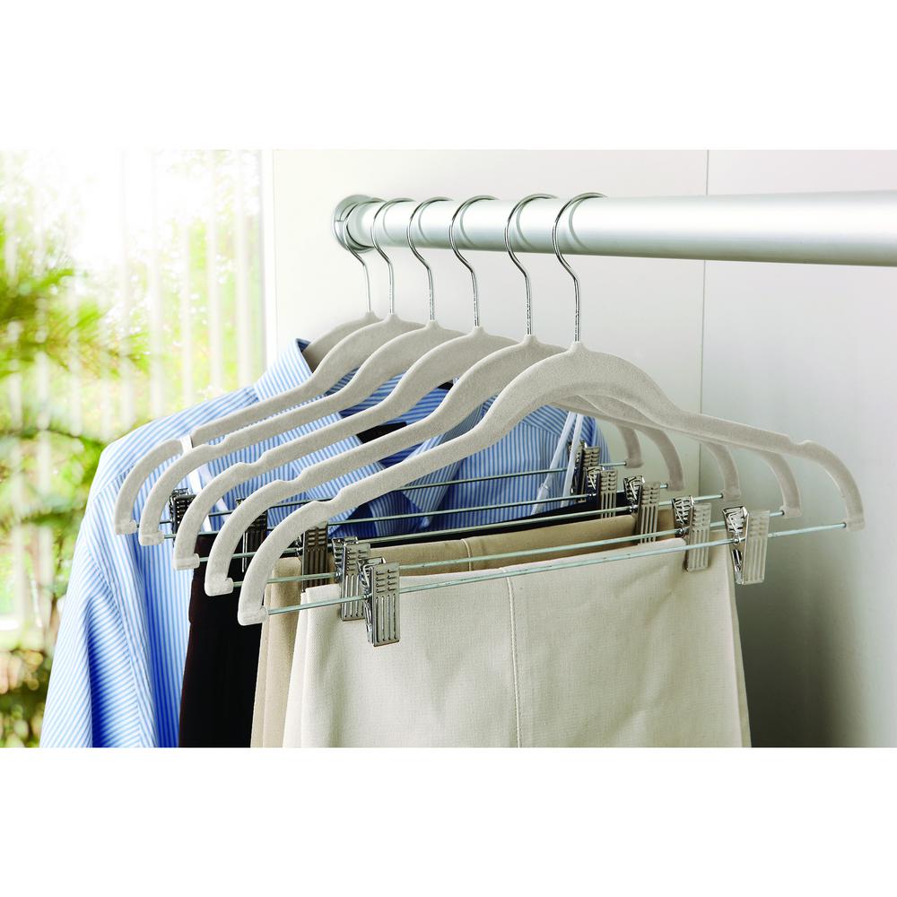 Simplify Ivory Velvet Suit Hangers with Clips (6-Pack)-23250-IVORY ...