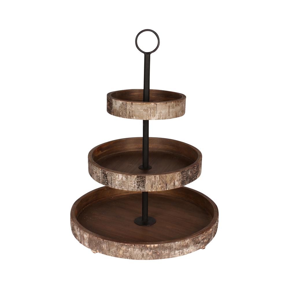 Designovation White Rustic Brown Black Decorative Tray 210288