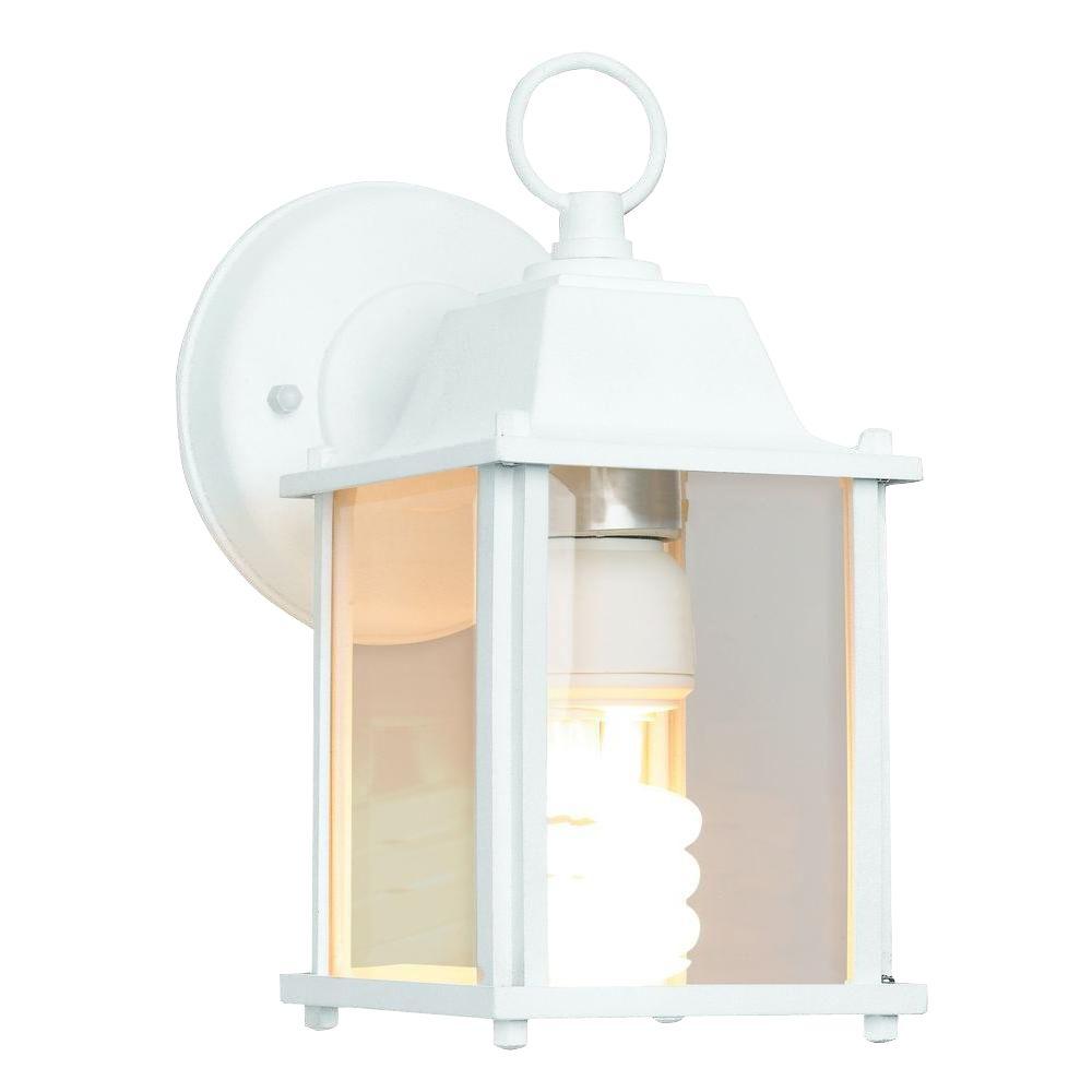 Newport Coastal Outdoor Wall Lighting The 13 Watt White Cfl Square Porch Light With Bulb