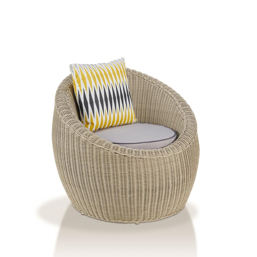 Furniture Of America Gooding Gray White Rattan Cushioned Accent