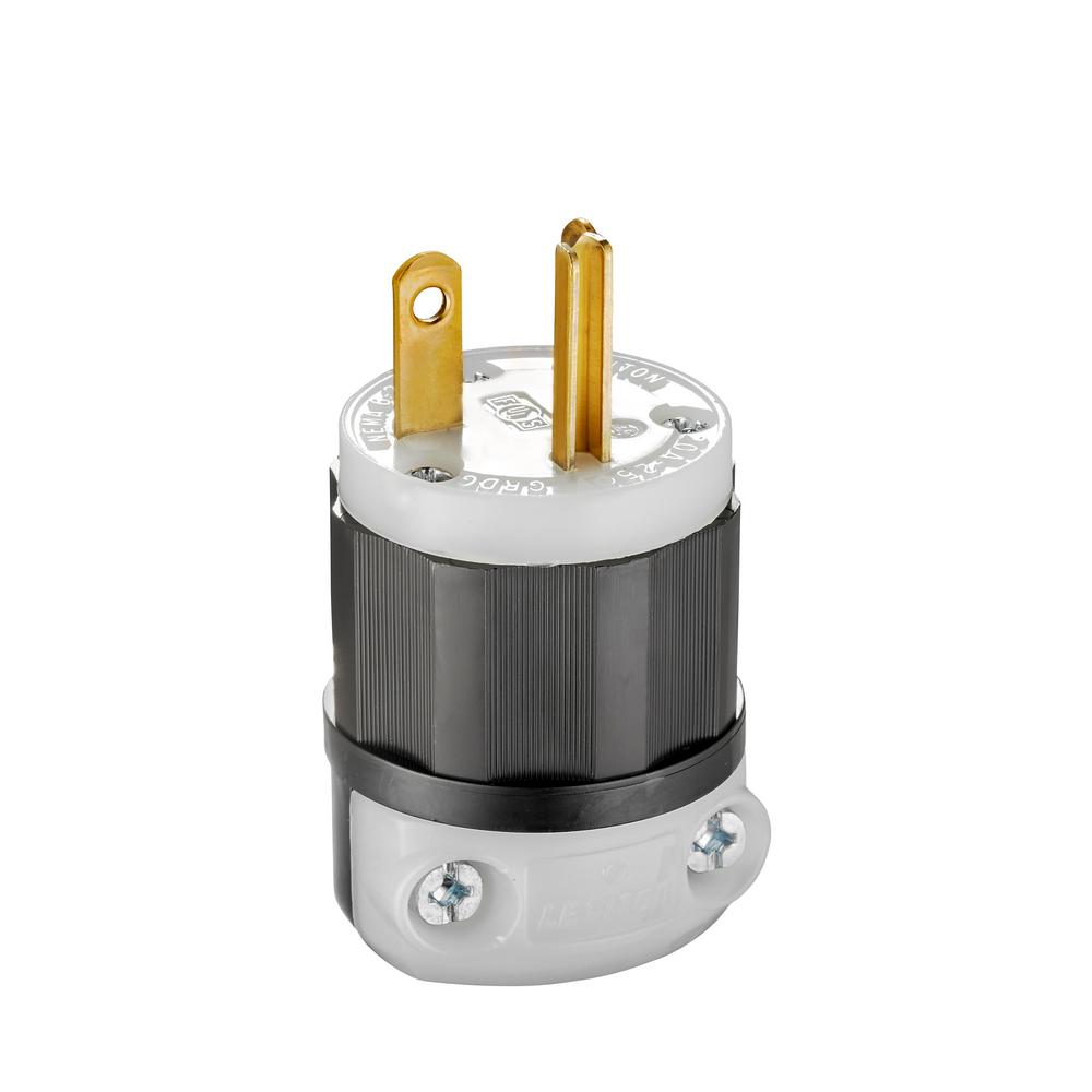 Leviton 20 Amp 250-volt Straight Blade Plug Black And White-r50-05466-0cs
