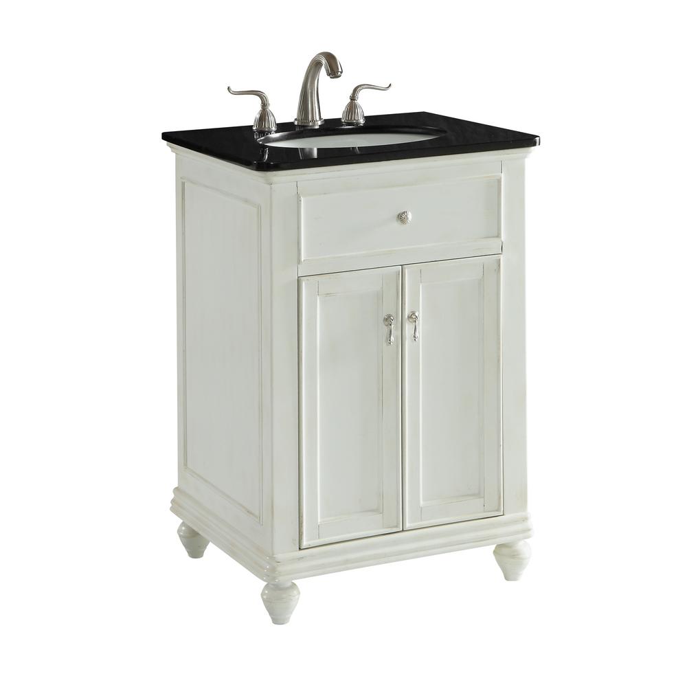 Somerton 24 In Single Bathroom Vanity With 1 Shelf 2 Doors Granite Top Porcelain Sink In Antique White Finish Hdvnt 24648aw The Home Depot