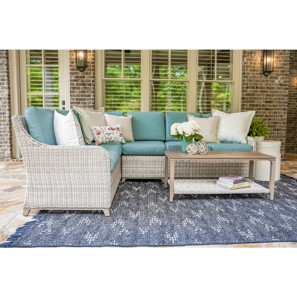 Leisure Made Hampton 5-Piece Wicker Outdoor Sectional with Spa Blue Cushions