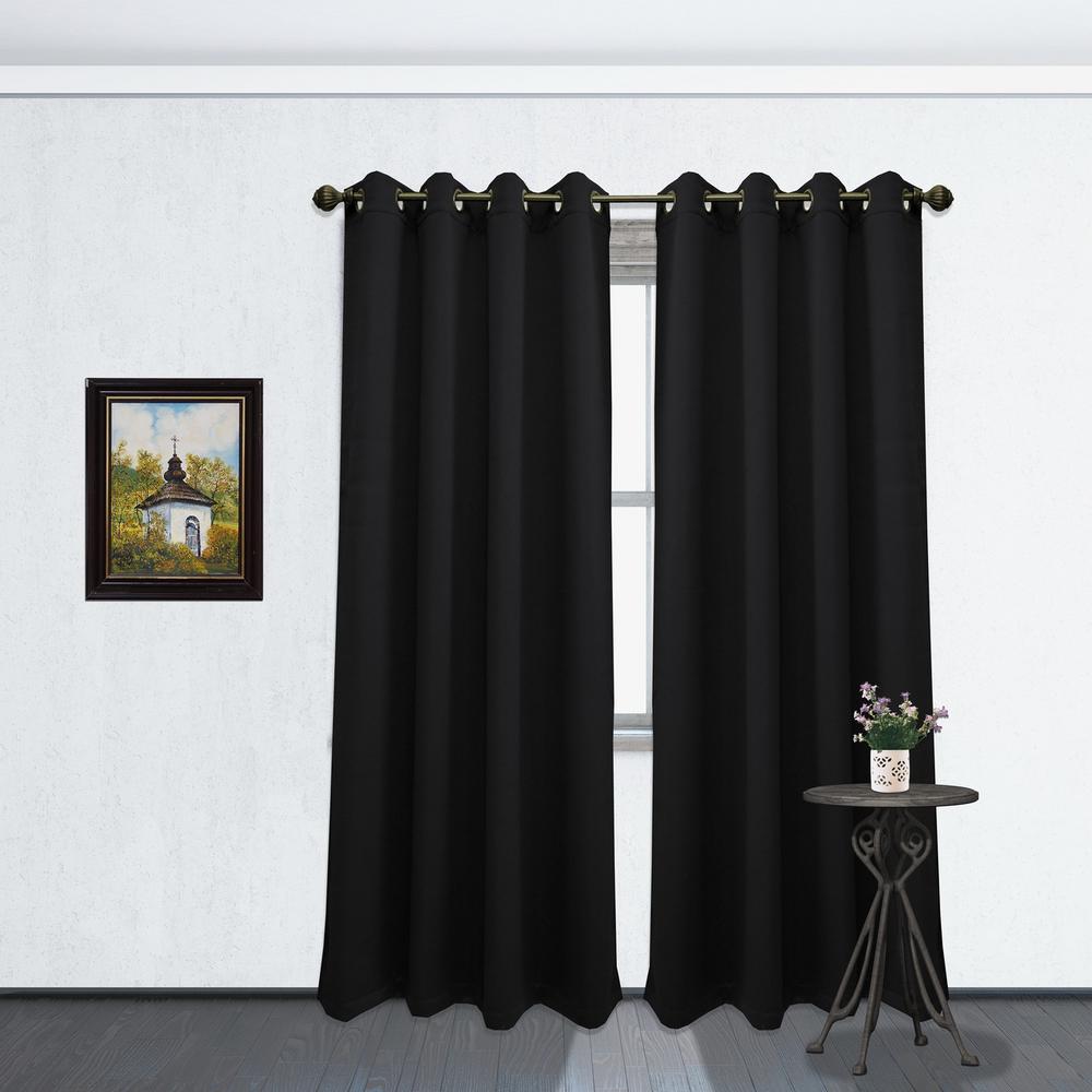 84 in. L Blackout Grommet Curtain Panel in BlackKCP051379 The Home