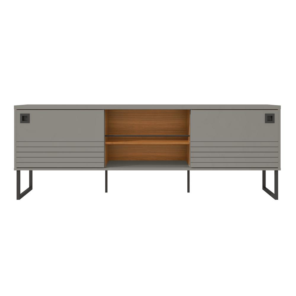 Luxor Milford 70.47 in. Grey and Wood TV Stand 49196HD2 The Home Depot