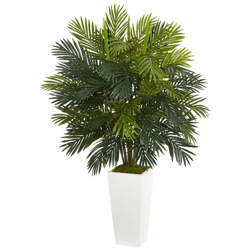 Nearly Natural Areca Palm Artificial Plant in White Tower