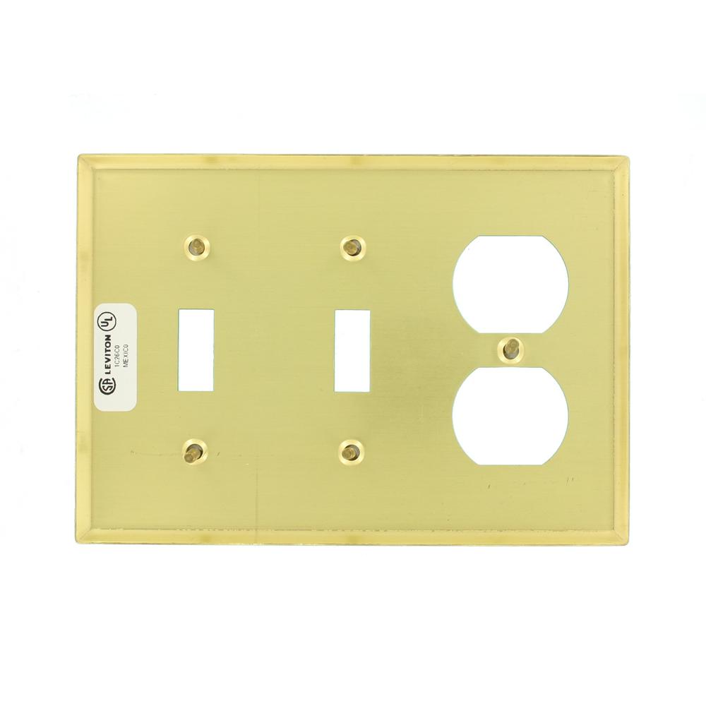 Leviton Brass 3 Gang 2 Toggle 1 Duplex Wall Plate Pack 81021 The Home Depot - Leviton Wood Wall Plates Leviton Brass 3 Gang 2 Toggle 1 Duplex Wall Plate Pack 81021 The Home Depot - Leviton Wood Wall Plates