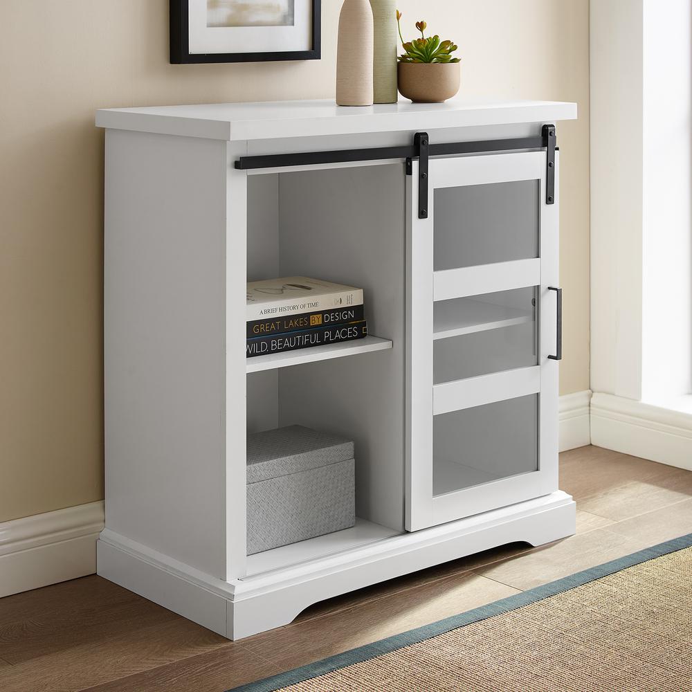 Walker Edison 30 Metal Door Accent Console W Tempered Glass