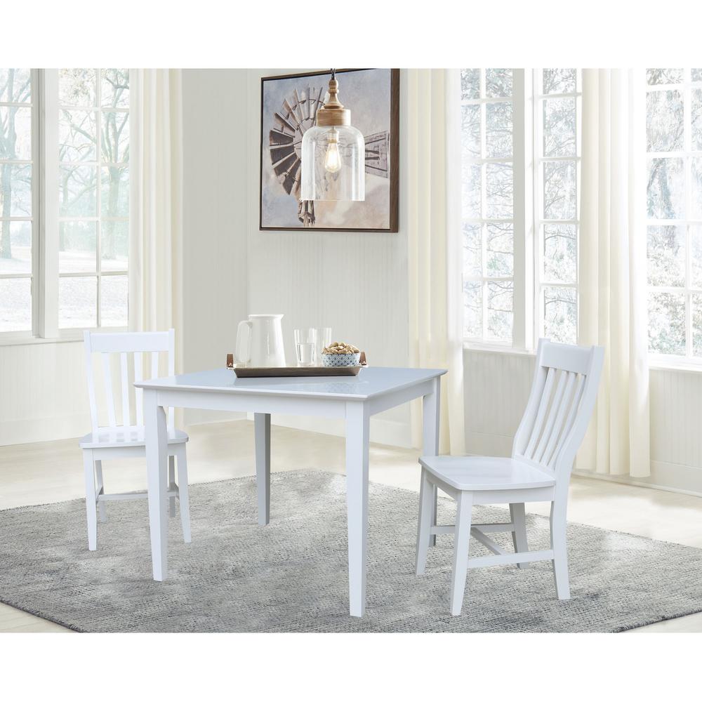 International Concepts 3 Pc Set White 36 In Square Dining Table With 2 Cafe Chairs K08 3636 C61 2 The Home Depot